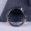 anillo de rubíes de oro negro de circonita de joyería de cobre para mujer